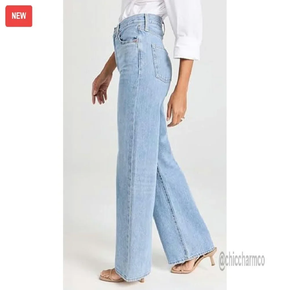 Wide Leg Straight Jeans High Waisted Stretchy Tummy Control Vintage